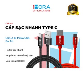 Dây cáp sạc nhanh bọc dù 1HORA USB-A to Micro USB - dài 1m - CAB248
