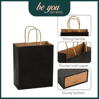 {Giá Sỉ} Túi Giấy Kraft Nhật Bản Cao Cấp - Size 21 x 11 × 27 cm - Màu Đen - Siêu Thị Bao Bì Grace Box