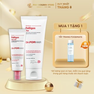 Combo dầu gội đầu giảm rụng tóc, muối tẩy tế bào chết da đầu Dr.FORHAIR Plus x Sea Salt Scaler