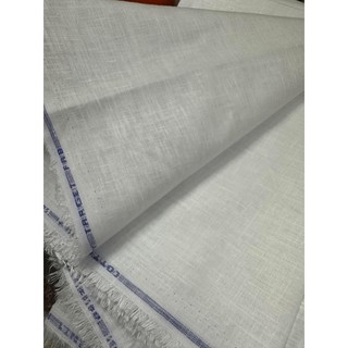 Vải linen trắng chất đẹp ít nhăn biên thêu chỉ vàng