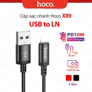 Cáp sạc nhanh PD10W USB to LN Hoco X89 dùng cho ip6/7/8/X truyền dữ liệu dài 1M