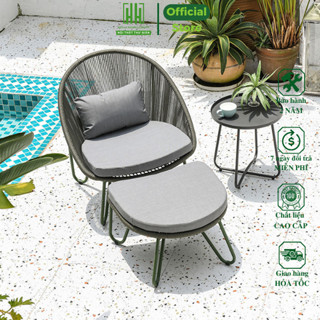 Ghế mây nhựa Relaxhome chân vuông cao cấp dùng trang trí ban công sân vườn quán cafe