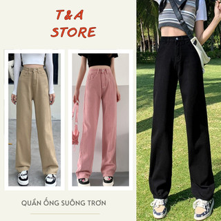 Quần suông nữ ống rộng lưng cao, quần kaki nữ ống suông siêu hắc dáng, quần jean kaki suông trơn nhiều màu sang chảnh
