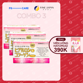 Combo 3 hộp collagen nước dưỡng da mờ thâm nám - fine japan hyaluron collagen plus 3 hộp x 10 chai x 50ml