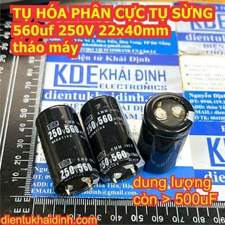 2 con tụ hóa tụ phân cực, tụ sừng chân ngắn 560uF 250V 22*40mm 22x45mm kde4891