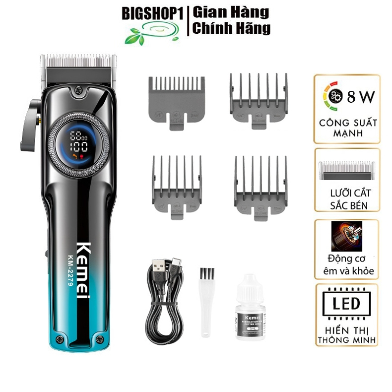 Tông đơ cắt tóc kemei,cắt tóc chuyên nghiệp hiển thị LCD KM-2279 công suất 8w