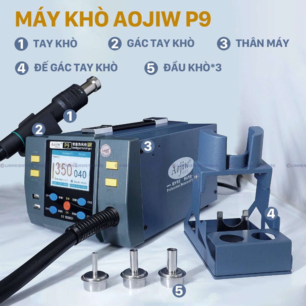 Trạm Thổi hơi nhiệt Aojiw P9 1200W / 100°C ~ 500°C
