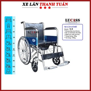 Xe lăn tay Lucass X8 có bô vệ sinh, dễ dàng gấp gọn