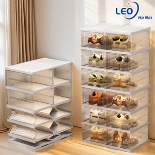 Tủ nhựa đựng giày dép gấp gọn cao cấp Kệ giày dép hộp giày đa năng tiện lợi hộp trưng bày không cần cài đặt