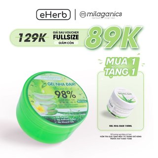 Gel nha đam dưỡng da & cấp ẩm 98% MILAGANICS phù hợp với da khô, nhạy cảm 300ml (hũ)
