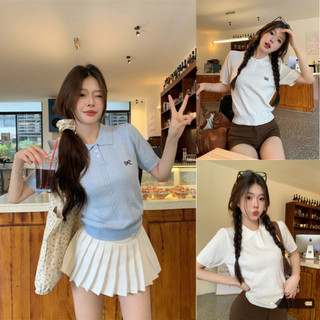 Áo len cổ polo chất lông thỏ thêu nơ - Natide.store_A1K01