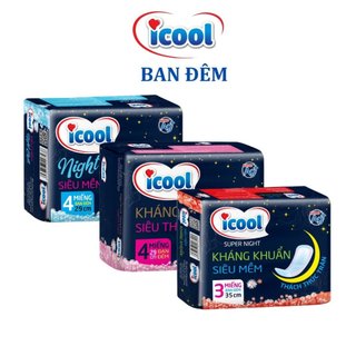 Băng vệ sinh, bvs icool night ban đêm 35cm và băng vệ sinh icool night chill 29cm