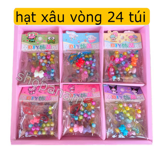 Khay 24 túi hạt xâu vòng, bộ hạt làm vòng đeo tay