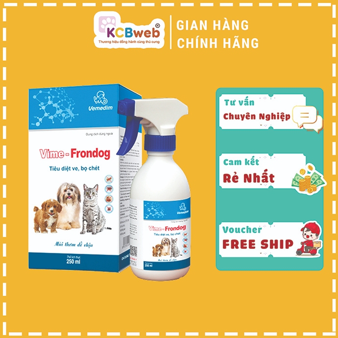Dung dịch xịt bên ngoài ve, rận, bọ chét cho thú cưng Vime-Frondog