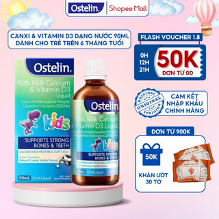 Ostelin bổ sung canxi cho bé và vitamin D3 Kids Milk Calcium & Vitamin D3 Liquid 90ml của Úc