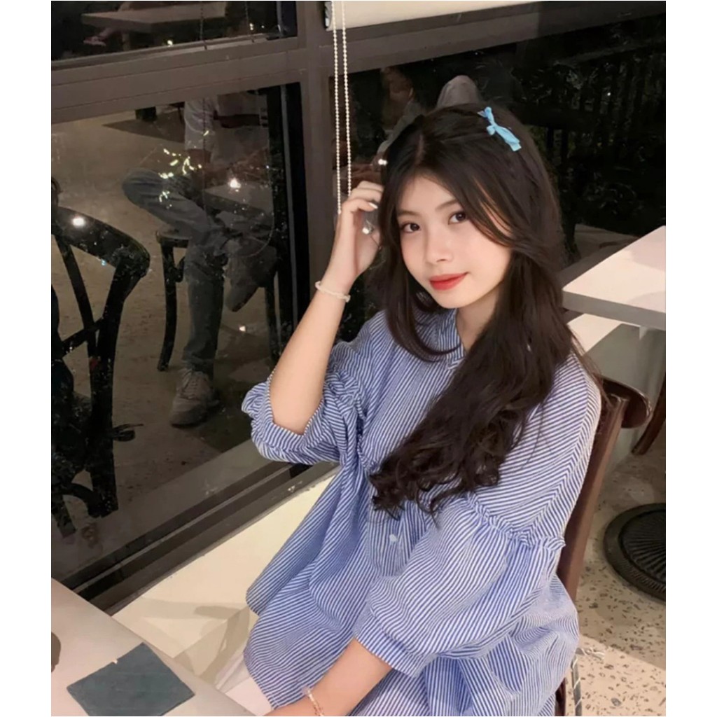 BARE_Áo kiểu babydoll tay ngắn phối bèo thiết kế tay phồng cổ trụ thời trang hàn quốc sang trọng- A199 | BigBuy360 - bigbuy360.vn