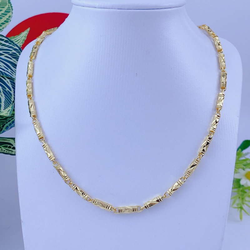 Dây Chuyền Nam Mạ Vàng 18k Họa Tiết Ống Trúc Bình An, May Mắn, Bền Đẹp