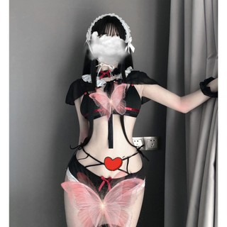 Bộ đồ ngủ cosplay cô hầu gái đen sexy bí ẩn 2430