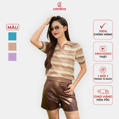Áo mongtoghi CARDINA cổ polo tay lỡ nhẹ nhàng màu sắc hài hòa phối kẻ ngang trẻ trung thanh lịch 4ALL08