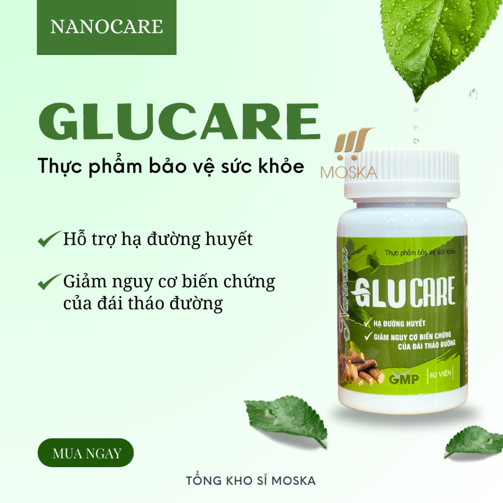 Viên Uống Hỗ Trợ Đường Huyết, Giảm Tiểu Đường, Nguy Cơ Biển Chứng Tiểu Đường, Thực Phẩm Bảo Vệ Sức Khỏe GLUCARE 60v