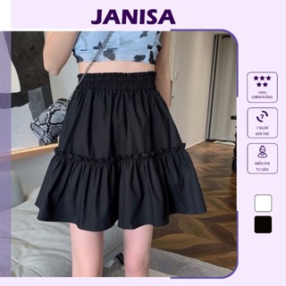 Chân váy ngắn xếp ly 2 tầng xoè lưng cao công sở nữ JANISA CV17