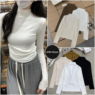   070  Áo thun cổ Leo 3p dài tay ôm body - Áo thun tăm chà.neo HiiNCloset 
