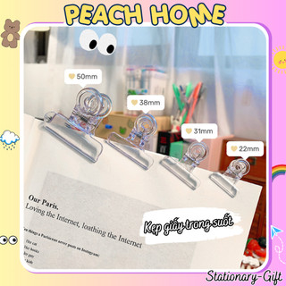 Kẹp Giấy Trong Suốt Nhiều Size Có Lỗ Treo Bảo Vệ Mép Giấy Xinh Xắn Cute Cài Ghim Mini Peach Home 1k