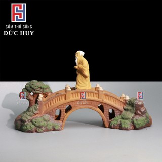 Mô hình gốm Cây cầu kiều 20cm phụ kiện trang trí tiểu cảnh hòn non bộ bể cá chậu cây bonsai