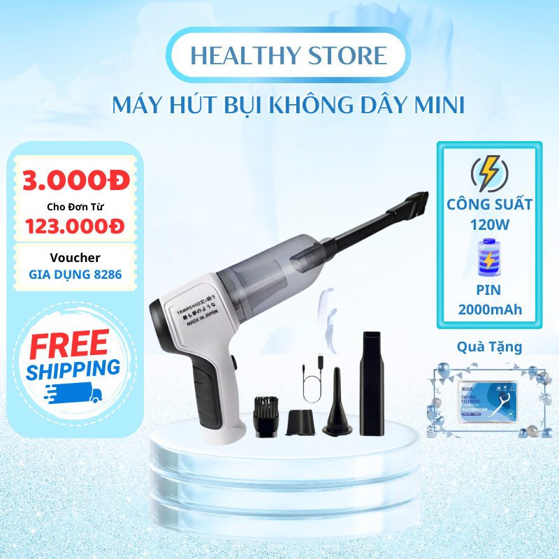 Máy Hút Hụi Cầm Tay TAMASHIO Cánh Inox ,Máy Hút Bụi Mini Không Dây 2 trong 1 ,Hút Bụi Ô Tô