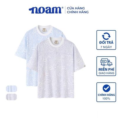 Áo thun Form rộng NOAM Nafox Drawing 100% Cotton 280GSM - Màu Xanh/ Tím