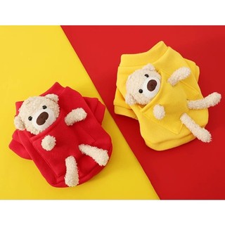 áo nỉ kèm gấu bông dành cho chó mèo