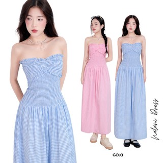 Đầm NALANI - Đầm midi phối smocking thun phối nơ xếp ly