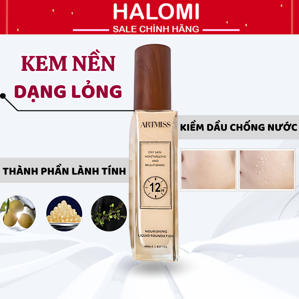  Kem nền ARTMISS dạng lỏng kiểm soát dầu lâu trôi chống thấm nước 12h 40ML makeup chuyên nghiệp 