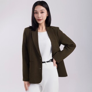 Áo vest nữ áo blazer KHÀN màu xanh rêu tà bầu basic áo khoác công sở tay dài 1 lớp phong cách Hàn Quốc