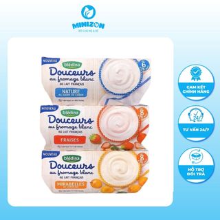 Sữa chua phô mai bledina vị mơ - dâu - tự nhiên cho bé từ 6m+