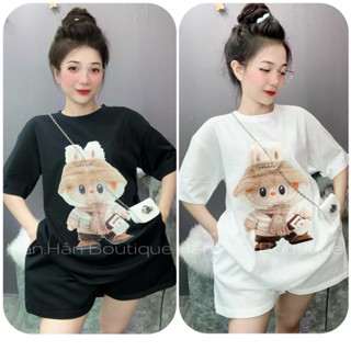 M14 Bộ Thun 3158 tay ngắn cotton khô in [LABUBU] Chiều dài áo 70cm