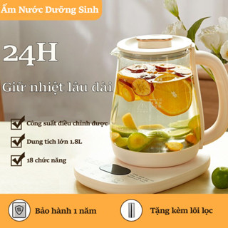 Ấm Đun Nước Điện Thủy Tinh 1.8L, Bình Giữ Nhiệt 18 Chế Độ Pha Chế, 800W Thủy Tinh Bảo Nhiệt Nhanh