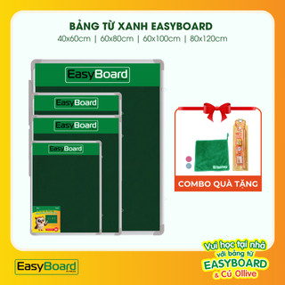 Bảng Từ Xanh Easyboard Tân Hà- Bảng Xanh Viết Phấn- 60x80cm, 60x100cm, 80x120cm- Tặng Combo Phụ Kiện