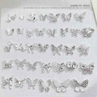 Charm bướm bạc giá rẻ đính móng - giá 1 charm