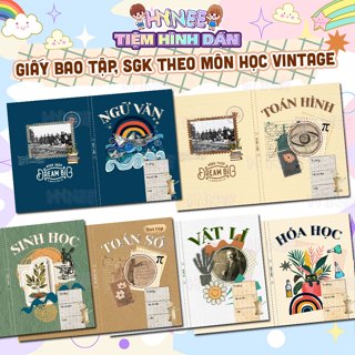 Giấy Bao Tập, Bao Vở Theo Môn Học Vintage Chương Trình Mới - Giấy Bao Sách Giáo Khoa, Giấy Bao Tập Môn Học Kèm Nhãn Vở