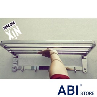 VẮT KHĂN GIÀN INOX 304 CHUẨN XỊN, GIÁ TREO KHĂN TẮM, MÁNG KHĂN 2 TẦNG CÓ MÓC TREO QUẦN ÁO