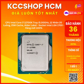 Cpu intel core i7 12700k tray i7 12700 tray, i7 12700f tray, i7 12700kf tray 12 nhân 20 luồng -mới, bảo hành 36 tháng