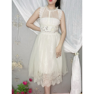 [THANH LÍ] Đầm thiết kế ren trắng đính đá