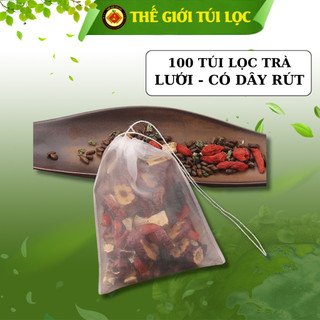 Túi lọc trà, cà phê, thảo dược PHUKIENTUILOC, dạng Lưới-có dây rút nhiều kích thước, Combo 100 túi
