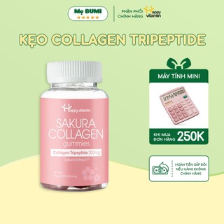 Kẹo collagen trắng da, kẹo dẻo collagen hỗ trợ cấp ẩm làm đẹp da chiết xuất hoa anh đào lọ 60 viên