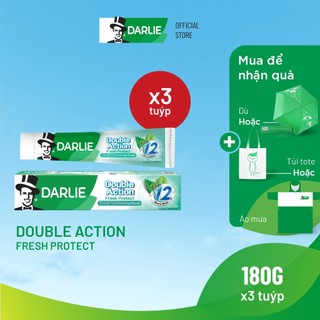 Bộ 3 kem đánh răng darlie bạc hà double action fresh protect 180g