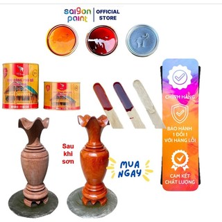 Sơn Dầu Bóng Cao Cấp Cho Gỗ Nội  Ngoại Thất Bền Màu Với Thời Tiết, Pha Sẵn Tiện Sử Dụng Lon 800gram