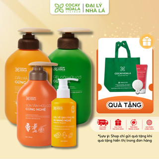 Combo Sữa tắm gừng nghệ, dầu gội xả gừng sả, gel vệ sinh X2 nano nghệ Cỏ Cây Hoa Lá