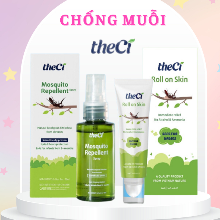 Xịt chống muỗi THECI 50ml / Thanh lăn bôi muỗi Theci 8ml giảm ngứa , giảm sưng an toàn cho Bé TDP