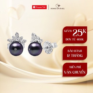 Bông tai ngọc trai thật, khuyên tai bạc đính ngọc trai thật Hoàng Gia Pearl E5205